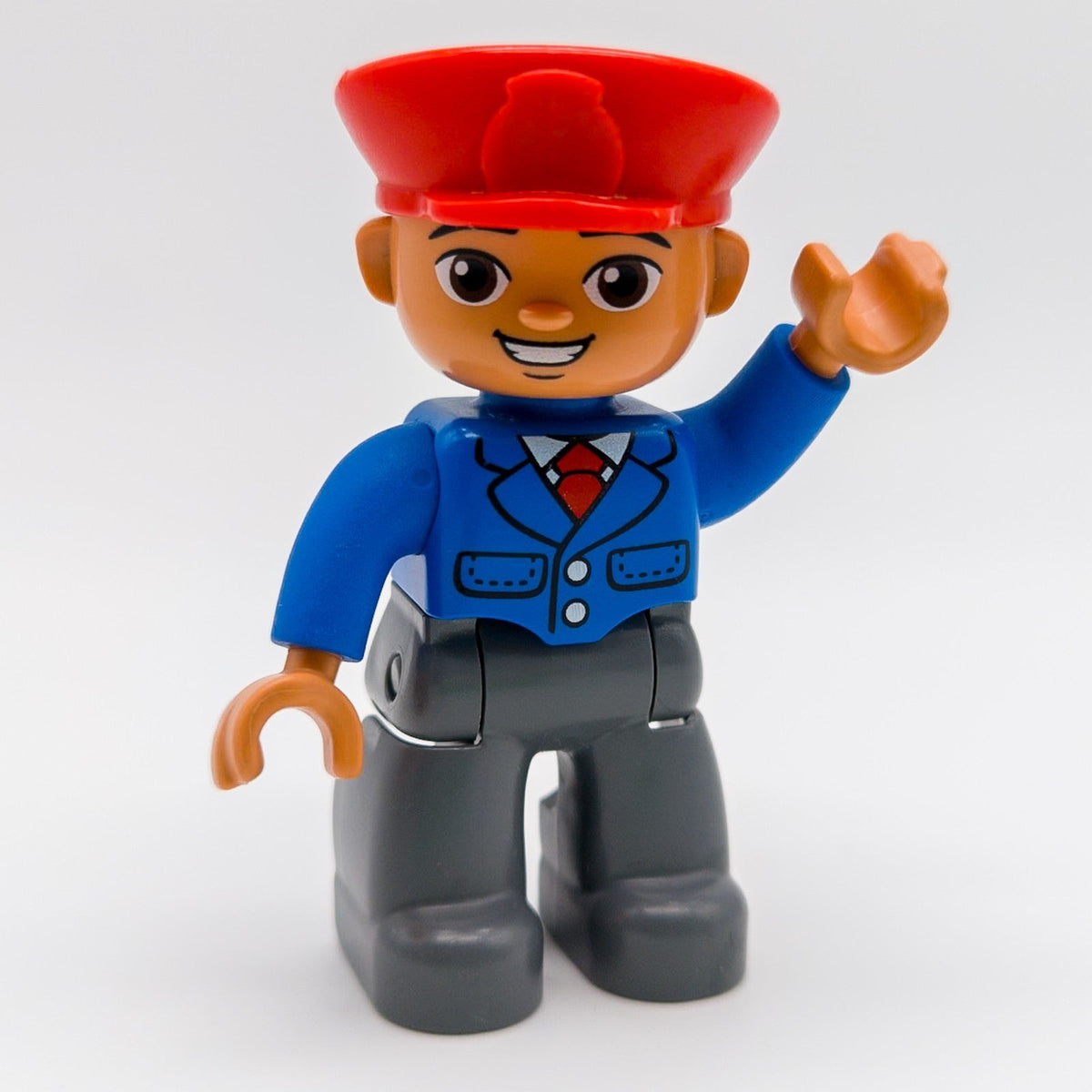 LEGO DUPLO Figur Lokführer Zugführer blau rote Mütze Eisenbahn 47394pb165a - nerdyvana.com