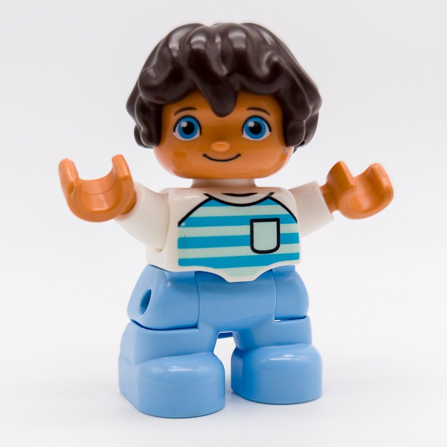 LEGO DUPLO Junge Figur braunes Haar gestreiftes Shirt hellblaue Hose 47205pb068 - nerdyvana.com