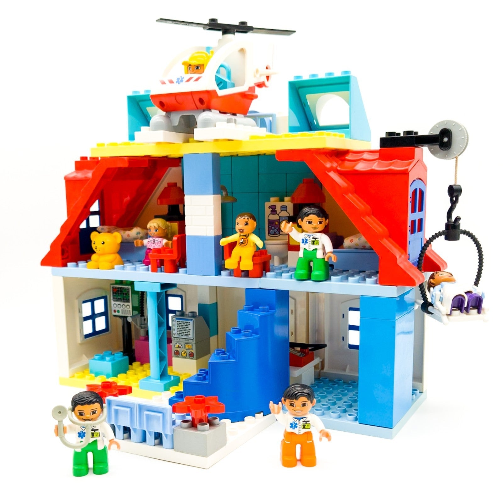 LEGO DUPLO Krankenhaus Set nerdycustom MOC Hubschrauber, Figuren, Sonderteilen - nerdyvana.com