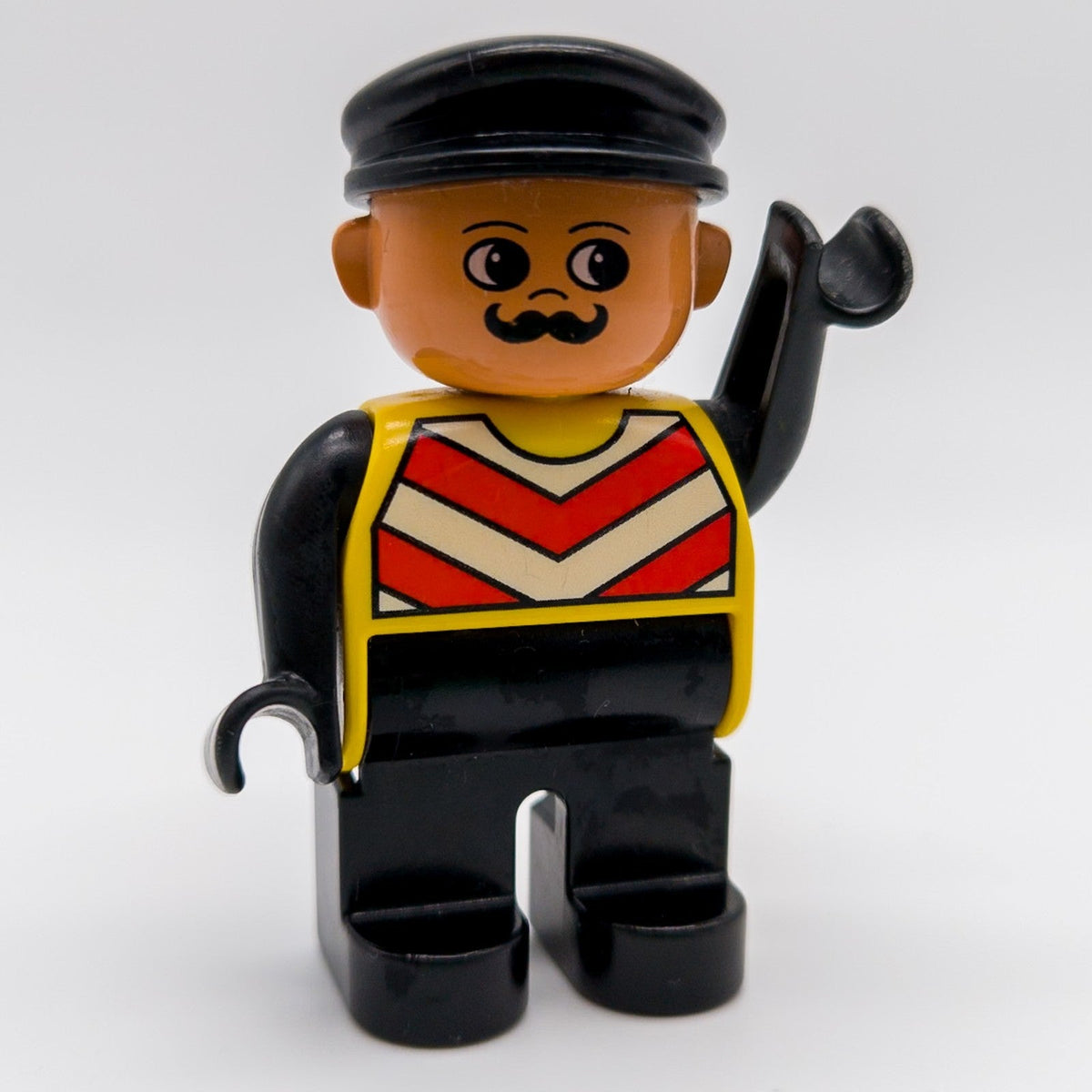 LEGO DUPLO Lokführer Figur Schnurrbart Warnweste schwarze Mütze 2933 4555pb095 - nerdyvana.com
