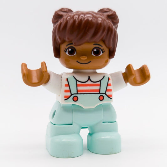 LEGO DUPLO Mädchen Figur braune Haare Latzhose mint rot gestreift 47205pb071 - nerdyvana.com