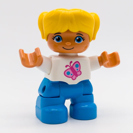 LEGO DUPLO Mädchen Kind Figur blonde Zöpfe Schmetterling blau 47205pb037 - nerdyvana.com