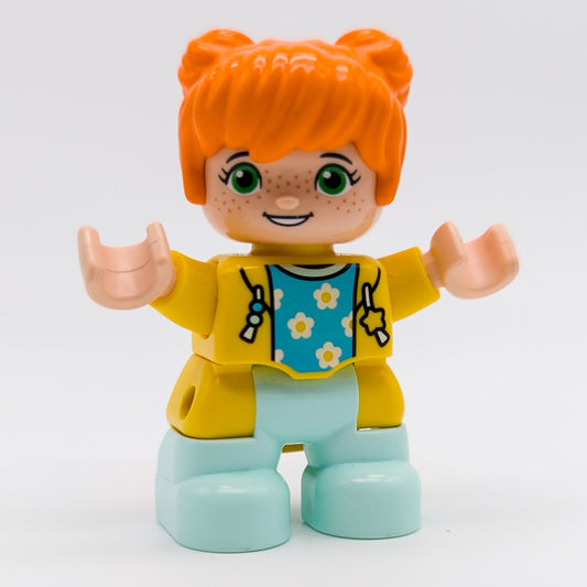 LEGO DUPLO Mädchen Kind Figur gelb orange Haare Sommersprossen Blumen 47205pb084 - nerdyvana.com