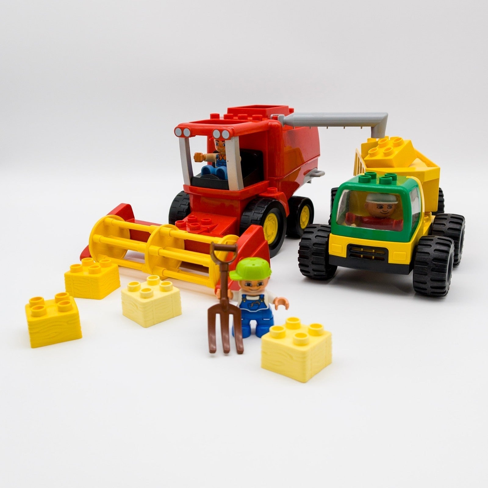 LEGO DUPLO Mähdrescher rot Truck gelb 14 Heuballen Steine Farmer nerdycustom Set Zweitbild
