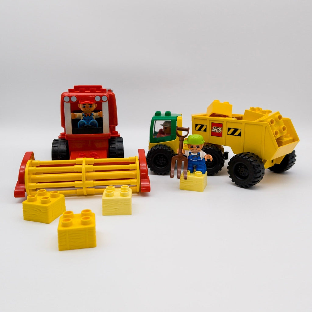 LEGO DUPLO Mähdrescher rot Truck gelb 14 Heuballen Steine Farmer nerdycustom Set - nerdyvana.com