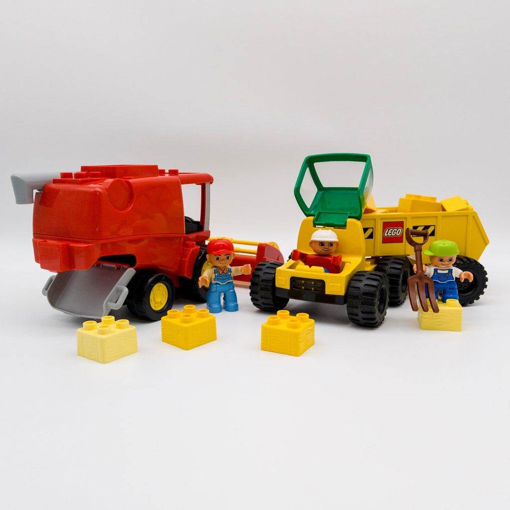 LEGO DUPLO Mähdrescher rot Truck gelb 14 Heuballen Steine Farmer nerdycustom Set - nerdyvana.com