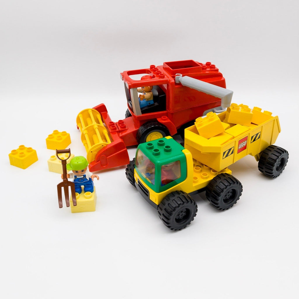 LEGO DUPLO Mähdrescher rot Truck gelb 14 Heuballen Steine Farmer nerdycustom Set - nerdyvana.com