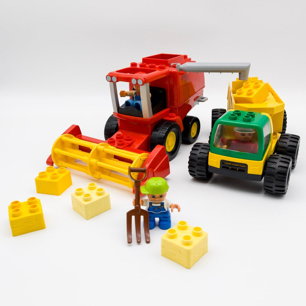 LEGO DUPLO Mähdrescher rot Truck gelb 14 Heuballen Steine Farmer nerdycustom Set - nerdyvana.com