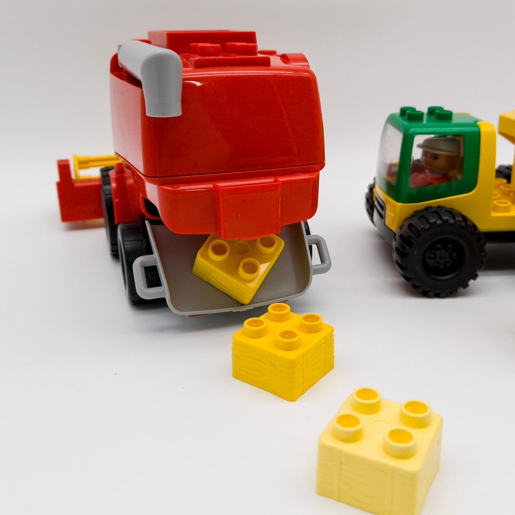 LEGO DUPLO Mähdrescher rot Truck gelb 14 Heuballen Steine Farmer nerdycustom Set - nerdyvana.com