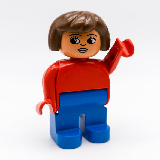 LEGO DUPLO Mama Frau Figur brauner Bob rote Bluse blaue Hose 4555pb146 - nerdyvana.com