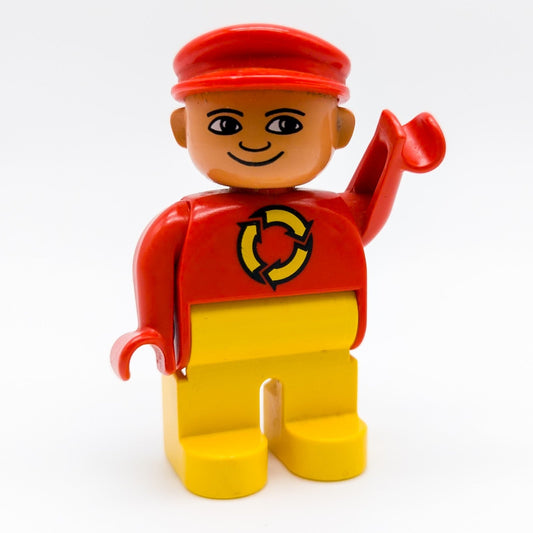 LEGO DUPLO Mann Figur Müllmann Recycling Logo rote Kappe gelbe Hose 4555pb125 - nerdyvana.com