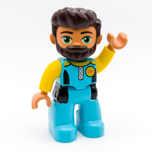 LEGO DUPLO Papa Mann Figur Taucher Diver Bart Medium Azur gelb Fisch 47394pb268 - nerdyvana.com