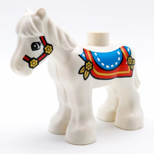 LEGO DUPLO Pferd Zirkus Sattel Rot Blau Reiten Tier Weiß horse03c01pb04 - nerdyvana.com