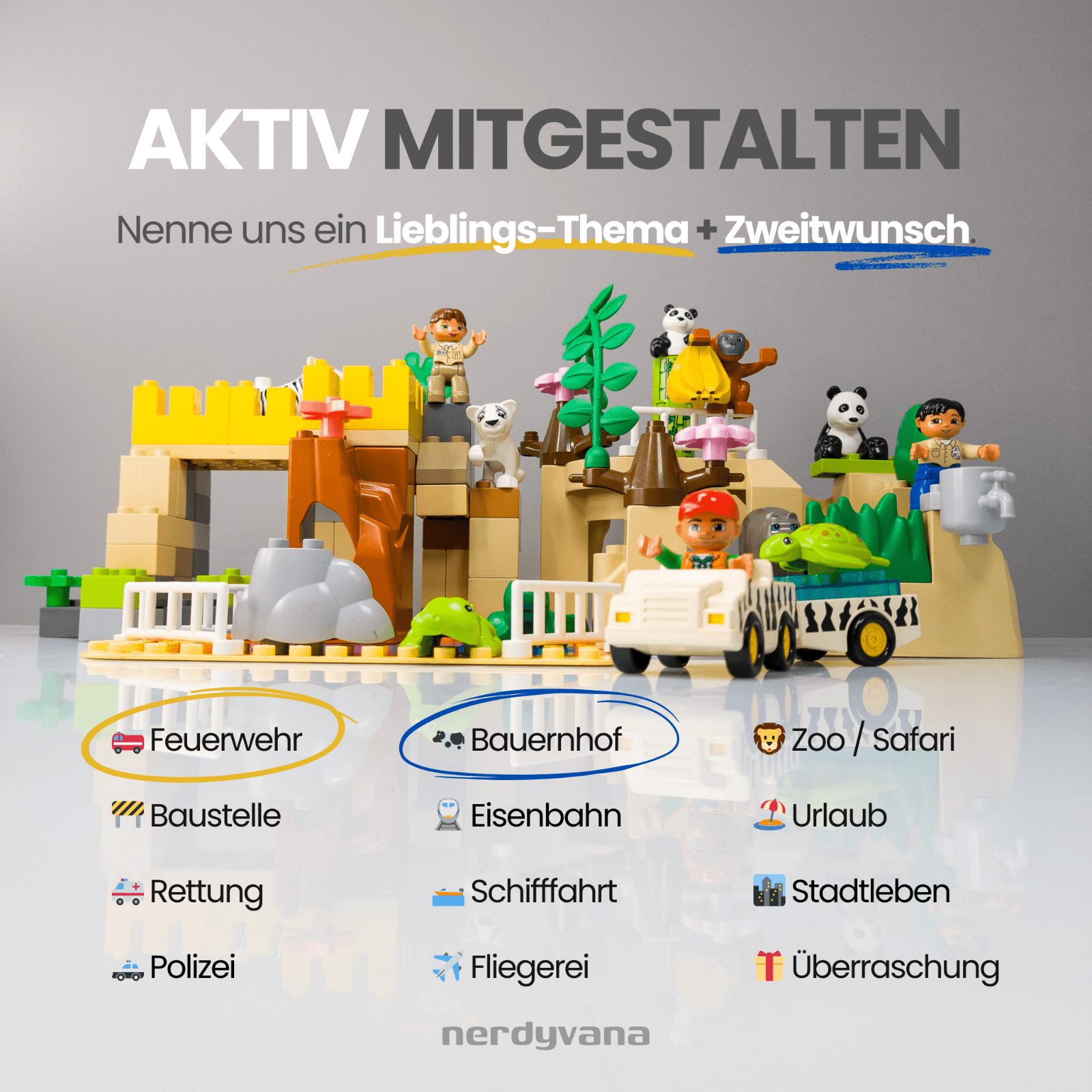 LEGO DUPLO Set Wunschpaket - Bauernhof Zoo Feuerwehr Baustelle Polizei Eisenbahn Zweitbild