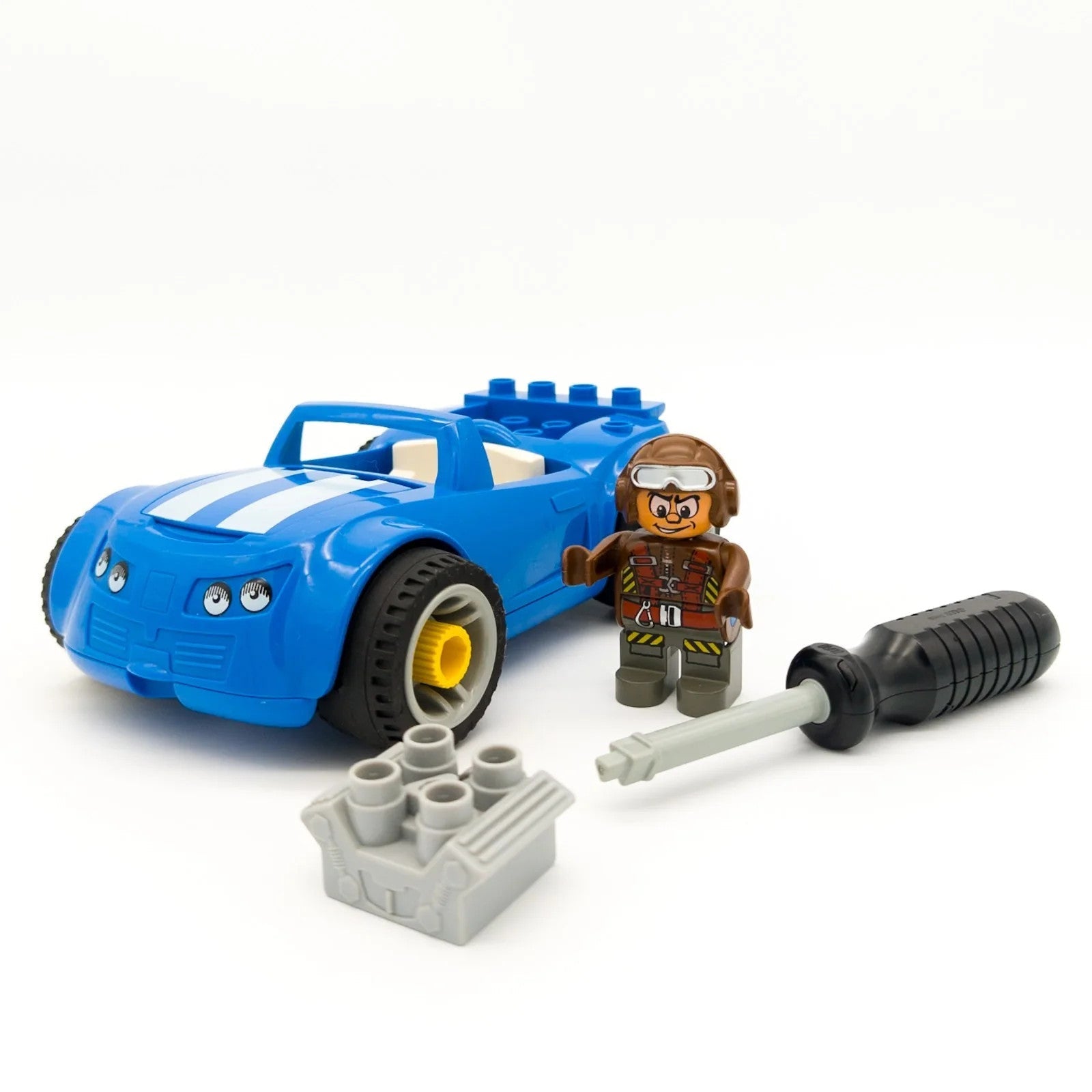 LEGO DUPLO Toolo Sportwagen Rennwagen mit Schraubendreher Motorblock Figur Top Zweitbild