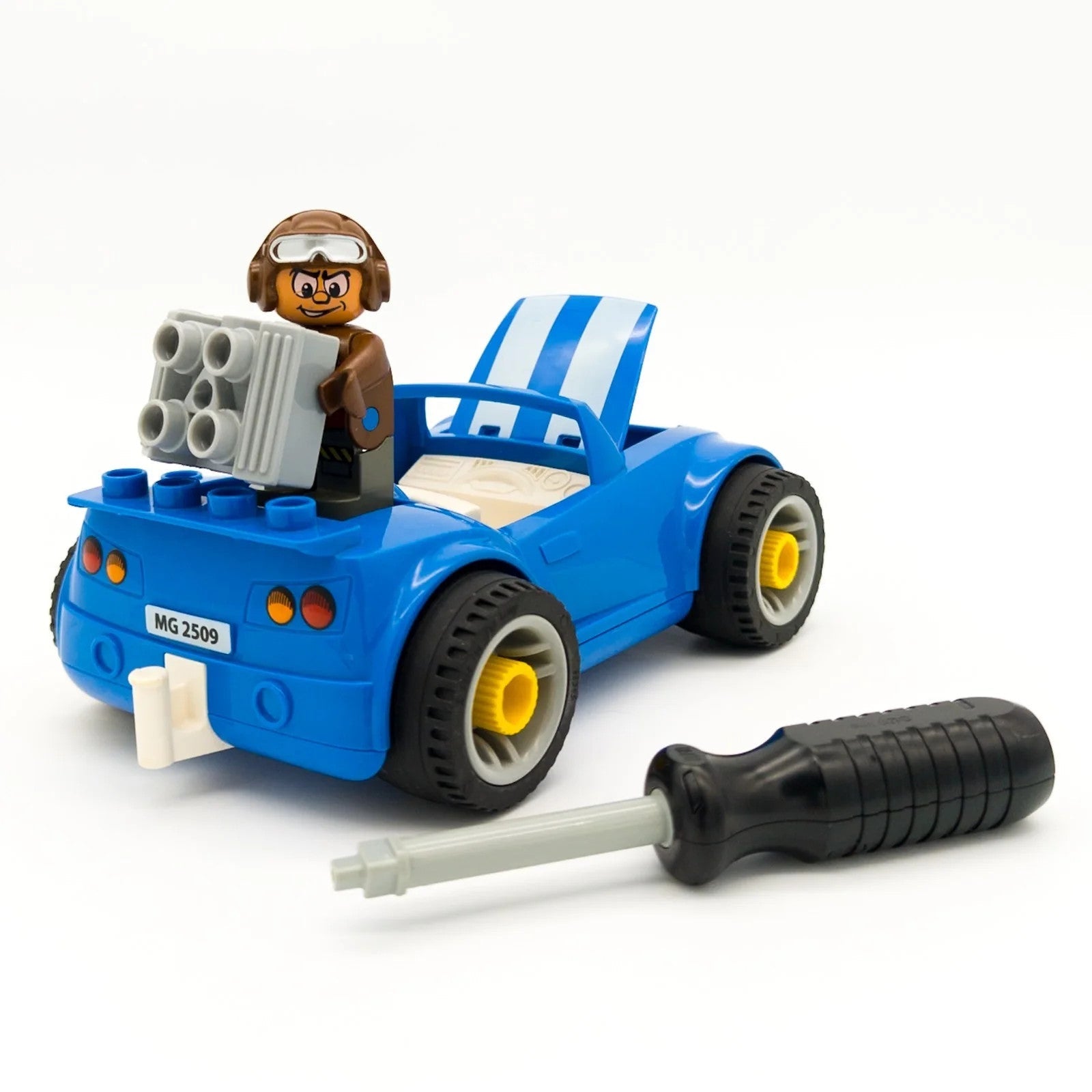 LEGO DUPLO Toolo Sportwagen Rennwagen mit Schraubendreher Motorblock Figur Top - nerdyvana.com