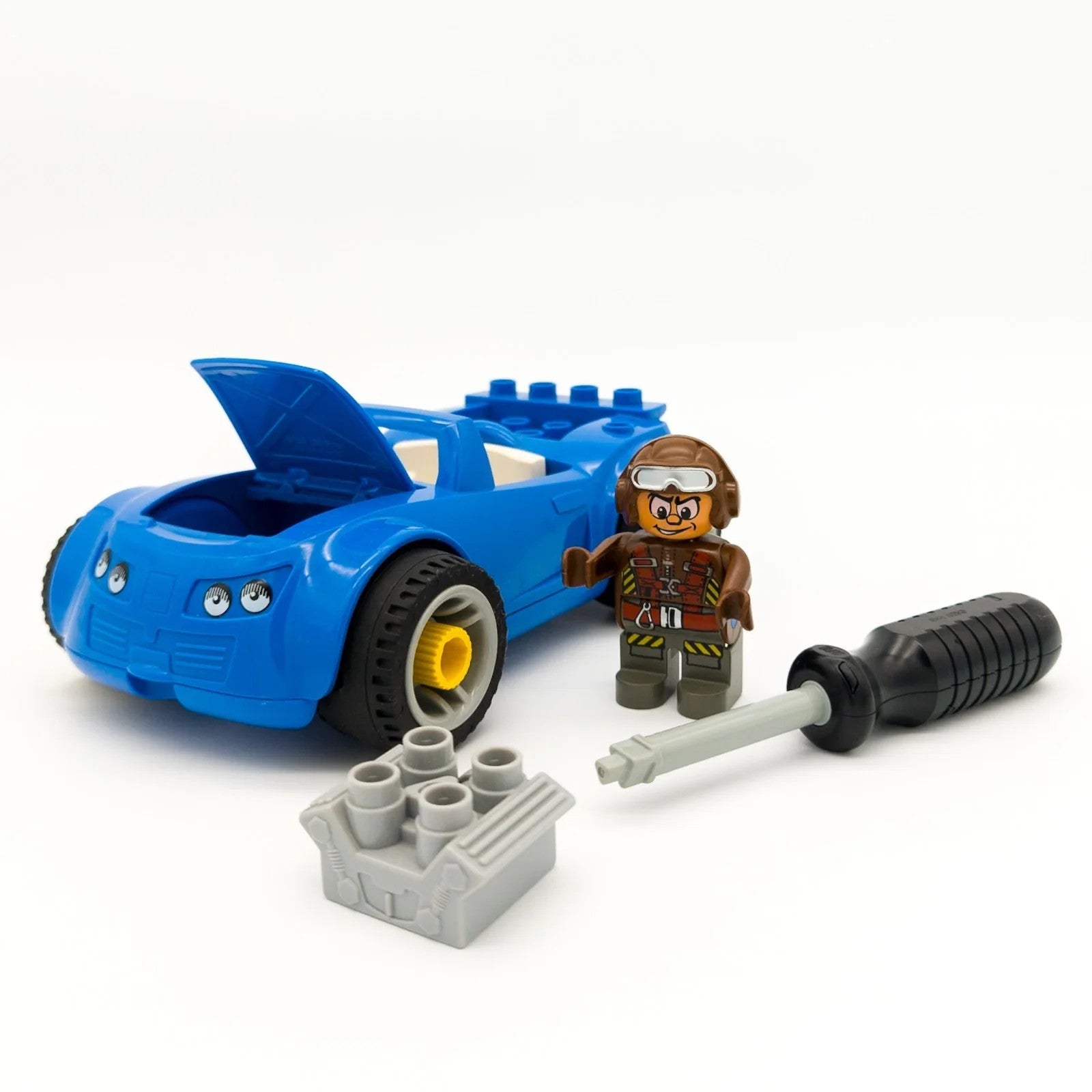 LEGO DUPLO Toolo Sportwagen Rennwagen mit Schraubendreher Motorblock Figur Top - nerdyvana.com