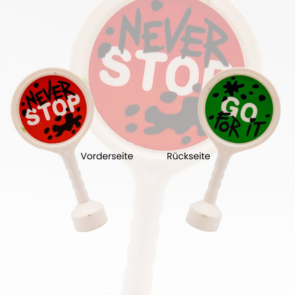 LEGO DUPLO Verkehrsschild Kelle NEVER STOP GO FOR IT Race Graffiti Art 41759pb01 - nerdyvana.com