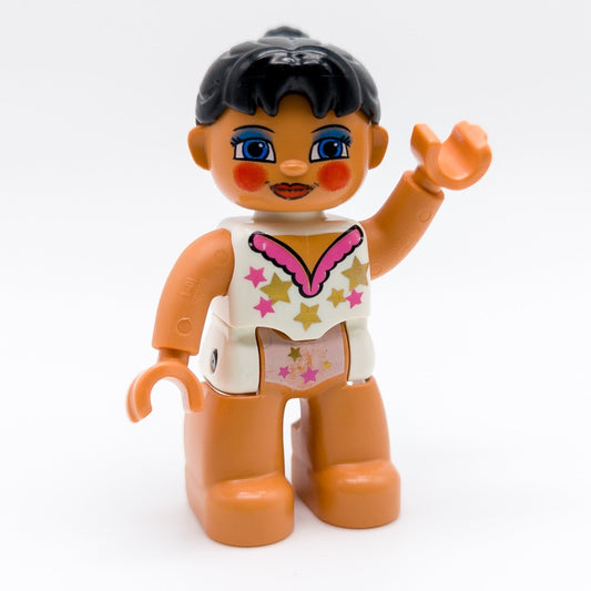 LEGO DUPLO Zirkus Seiltänzerin Frau Figur weißes Dress Sterne Makeup 47394pb111 - nerdyvana.com