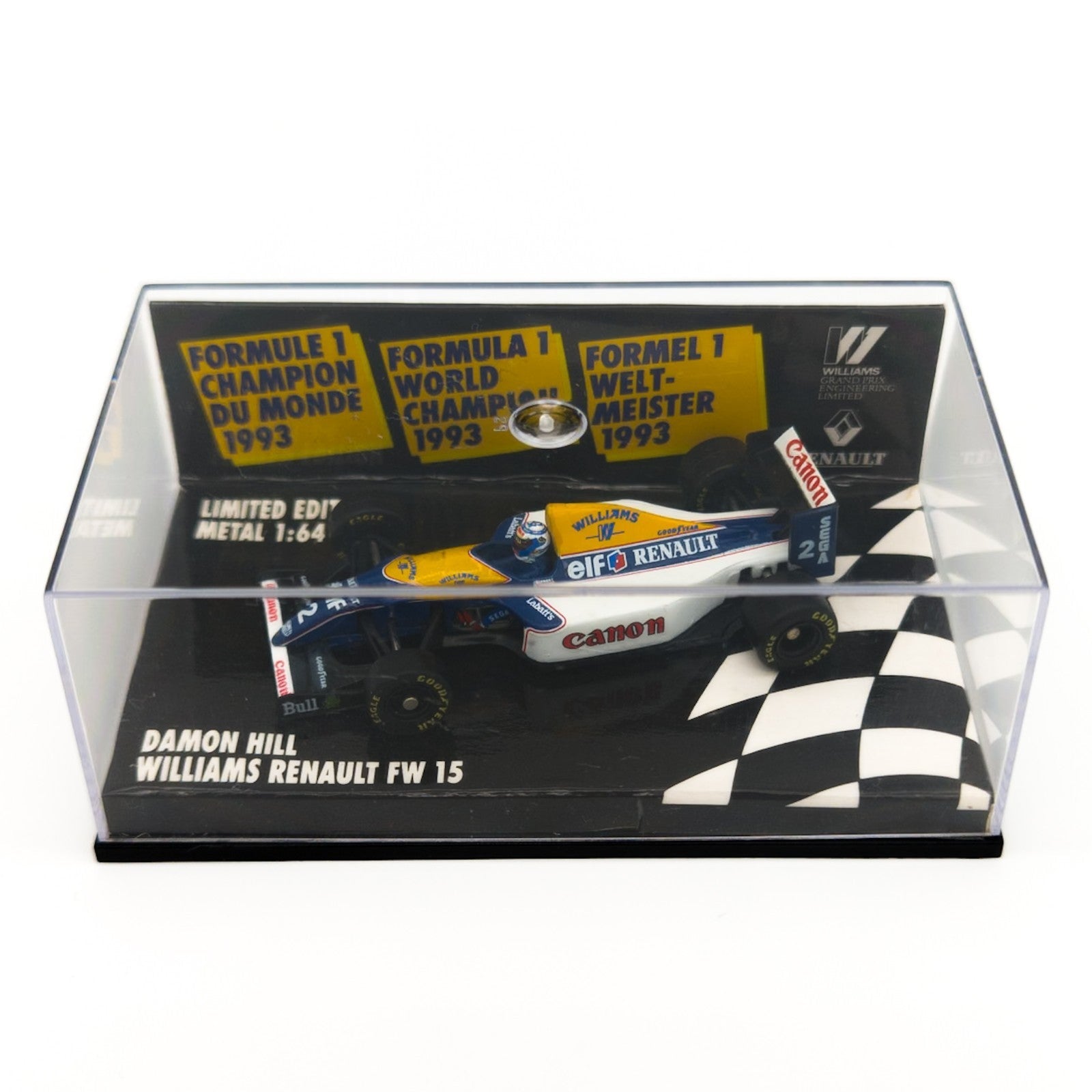 Minichamps Williams Renault FW15 Damon Hill 1993 Formel 1 Modellauto 1:64 - nerdyvana.com