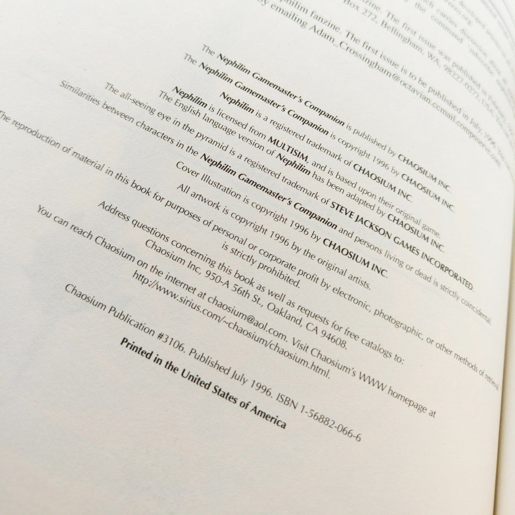 Nephilim Gamemaster’s Companion Chaosium Inc 1996 Rollenspiel Erweiterung - nerdyvana.com