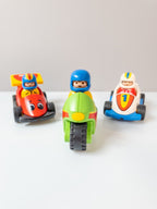 PLAYMOBIL 1.2.3 Junior Rennfahrer Figuren Team Rennautos & Motorrad nerdycustom - nerdyvana.com