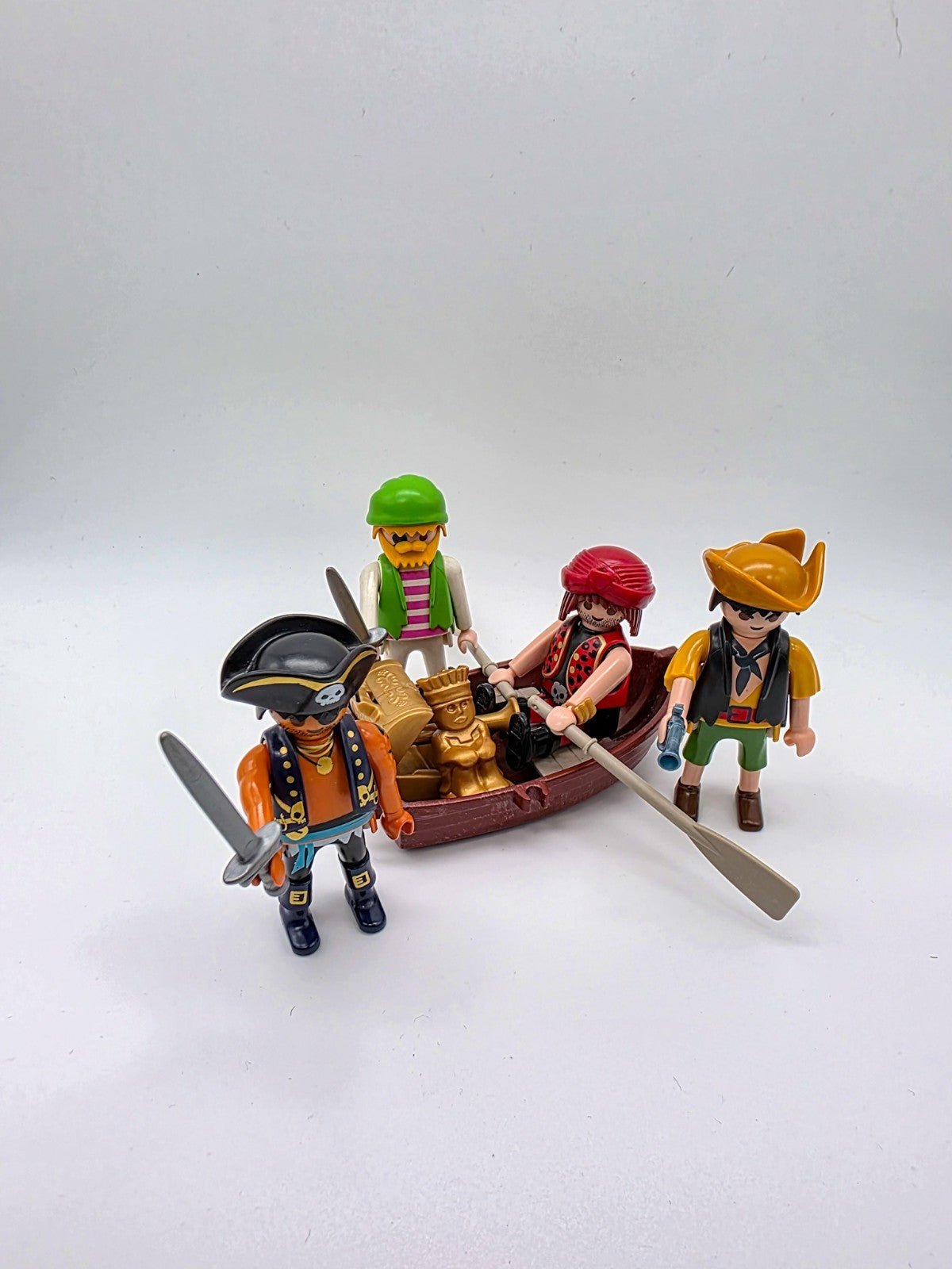 PLAYMOBIL Figuren-Set 4 Piraten Crew Ruderboot & Schatz nerdycustom MOC Edition - nerdyvana.com