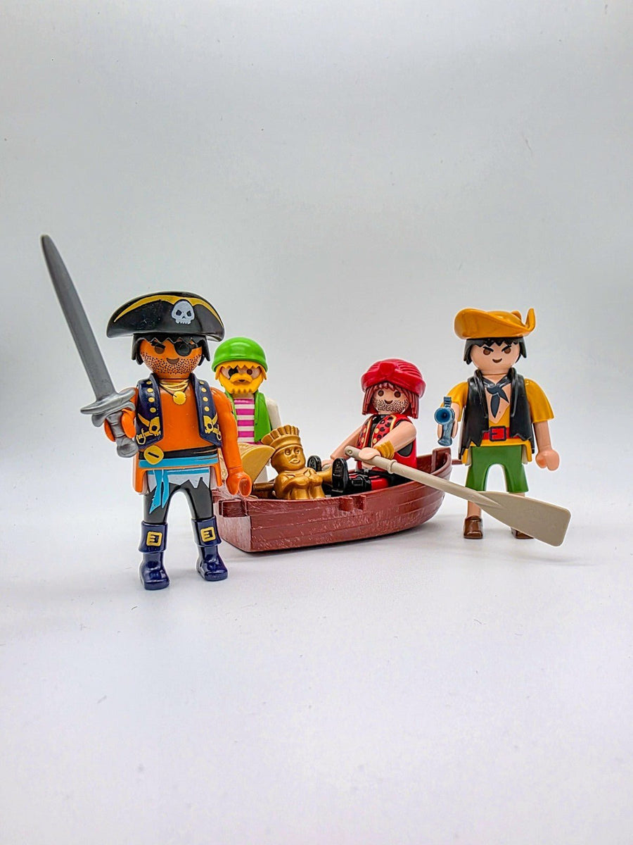 PLAYMOBIL Figuren-Set 4 Piraten Crew Ruderboot & Schatz nerdycustom MOC Edition - nerdyvana.com