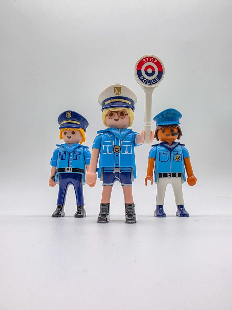 PLAYMOBIL Figuren-Set Polizei Team Trio mit Kelle nerdycustom MOC Edition - nerdyvana.com