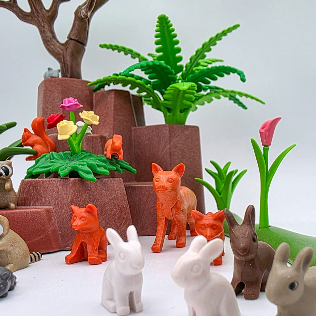 PLAYMOBIL Waldtiere Figuren Tiere Set Reh Fuchs Waschbär Hase Igel Eichhörnchen - nerdyvana.com