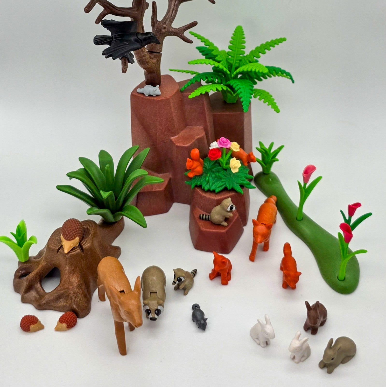 PLAYMOBIL Waldtiere Figuren Tiere Set Reh Fuchs Waschbär Hase Igel Eichhörnchen - nerdyvana.com