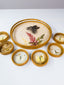 Vintage Tablett Set Bambus Glas Untersetzer mit Schmetterlingen 7 - teilig Retro - nerdyvana.com