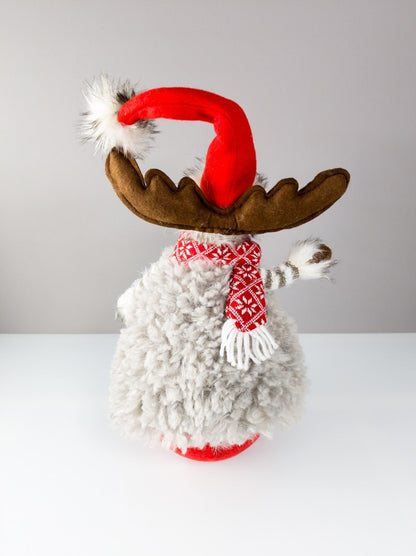 Weihnachts-Elch Figur Tier Stehaufmännchen Zipfelmütze & Schal ca. 40 cm Deko - nerdyvana.com