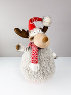 Weihnachts - Elch Figur Tier Stehaufmännchen Zipfelmütze & Schal ca. 40 cm Deko - nerdyvana.com