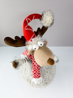 Weihnachts - Elch Figur Tier Stehaufmännchen Zipfelmütze & Schal ca. 40 cm Deko - nerdyvana.com