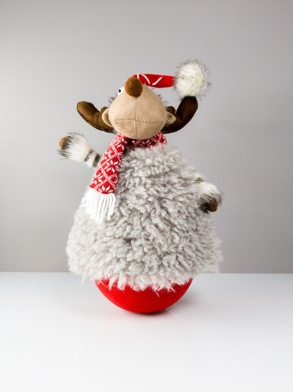 Weihnachts - Elch Figur Tier Stehaufmännchen Zipfelmütze & Schal ca. 40 cm Deko - nerdyvana.com