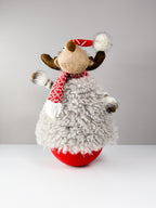Weihnachts - Elch Figur Tier Stehaufmännchen Zipfelmütze & Schal ca. 40 cm Deko - nerdyvana.com